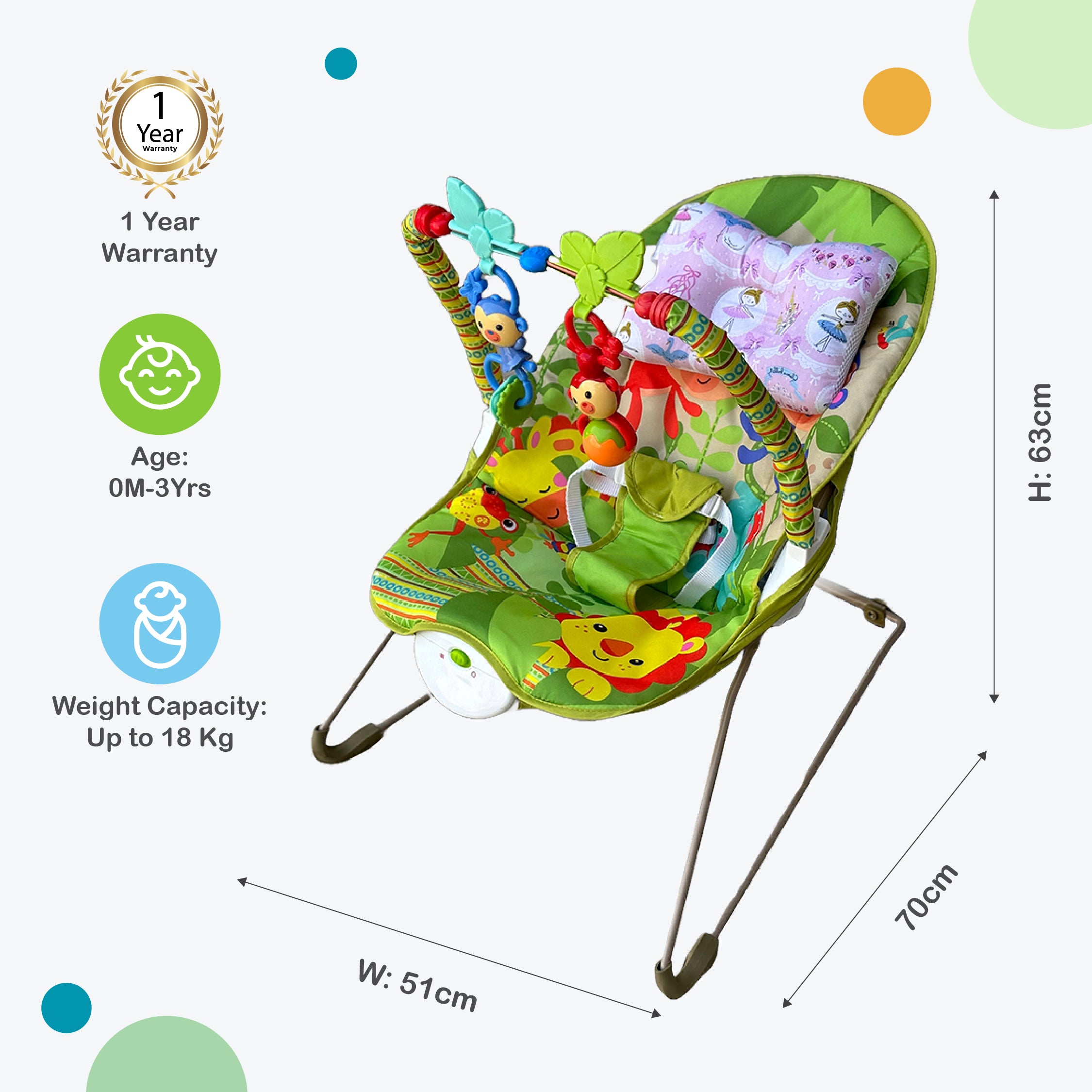 Safe-O-Kid® Harmony Baby Bouncer - Green