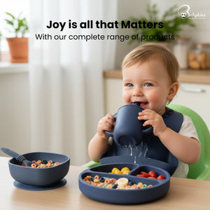 BABYKINS Silicone Feeding Set for Babies | The Mom Store - Bibs+Bowl+Spoon Feeding Sets