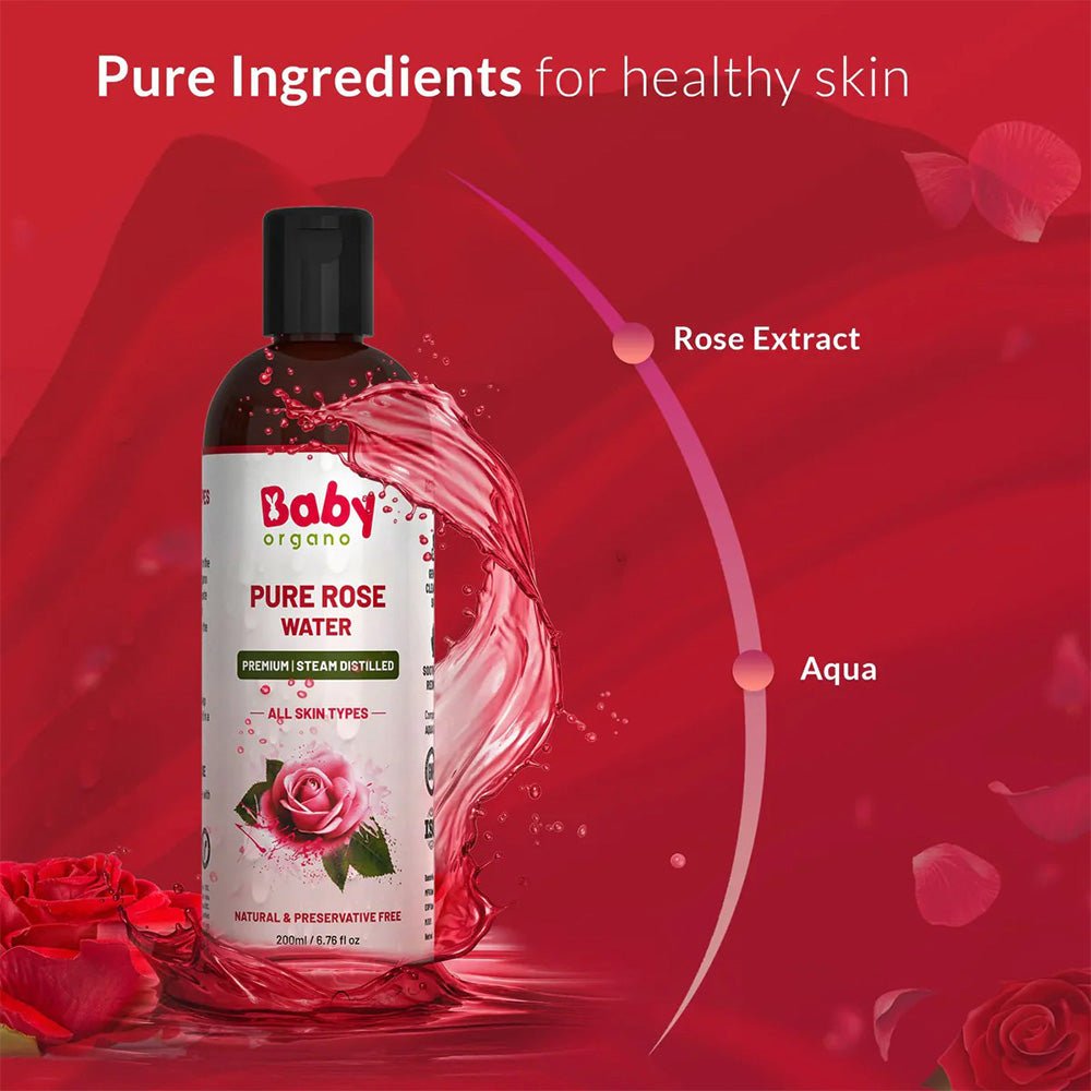 BabyOrgano 100% Pure Rose Water/Gulab Jal Steam Distilled Kanauj Roses Skin Toner Face Mist Men & Women - Skin Care