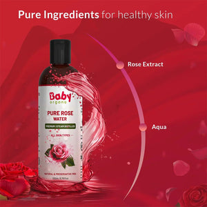 BabyOrgano 100% Pure Rose Water/Gulab Jal Steam Distilled Kanauj Roses Skin Toner Face Mist Men & Women - Skin Care