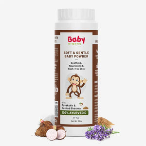 BabyOrgano Ayurvedic Talc Free Dusting Powder for New Born Babies Prevents Diaper Rash 100g - Baby Skin Care