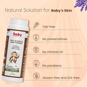 BabyOrgano Ayurvedic Talc Free Dusting Powder for New Born Babies Prevents Diaper Rash 100g - Baby Skin Care