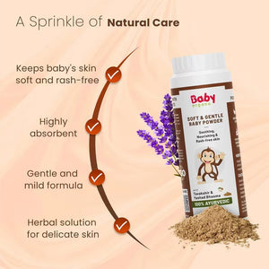 BabyOrgano Ayurvedic Talc Free Dusting Powder for New Born Babies Prevents Diaper Rash 100g - Baby Skin Care