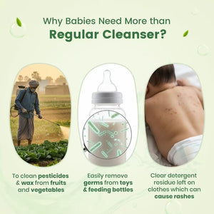 BabyOrgano Baby Bottle & Toy Cleanser Liquid with Neem & Bio - Enzymes (300ml) - Bottle & Toy Cleanser