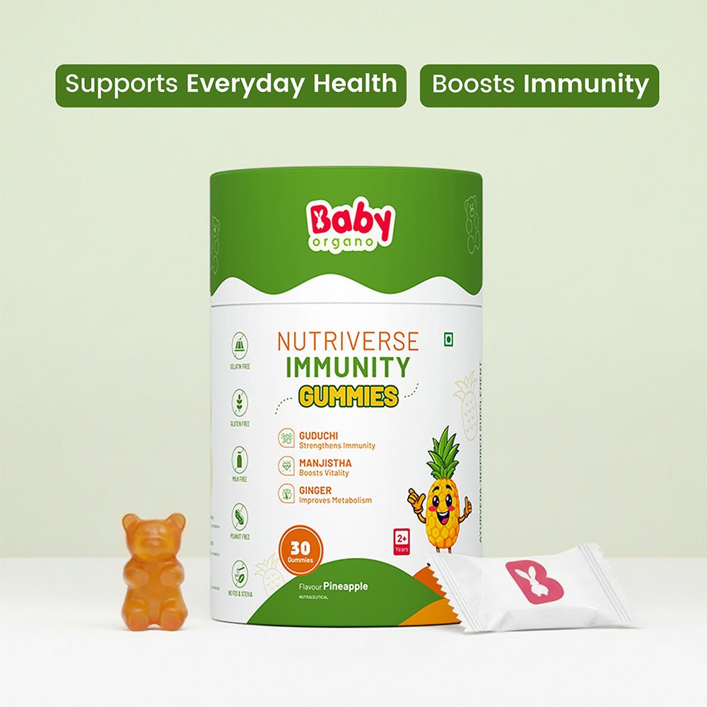 BabyOrgano Nutriverse Multivitamin Immunity Gummies Kids 2-15 Yrs |Boosts Energy |Pineapple