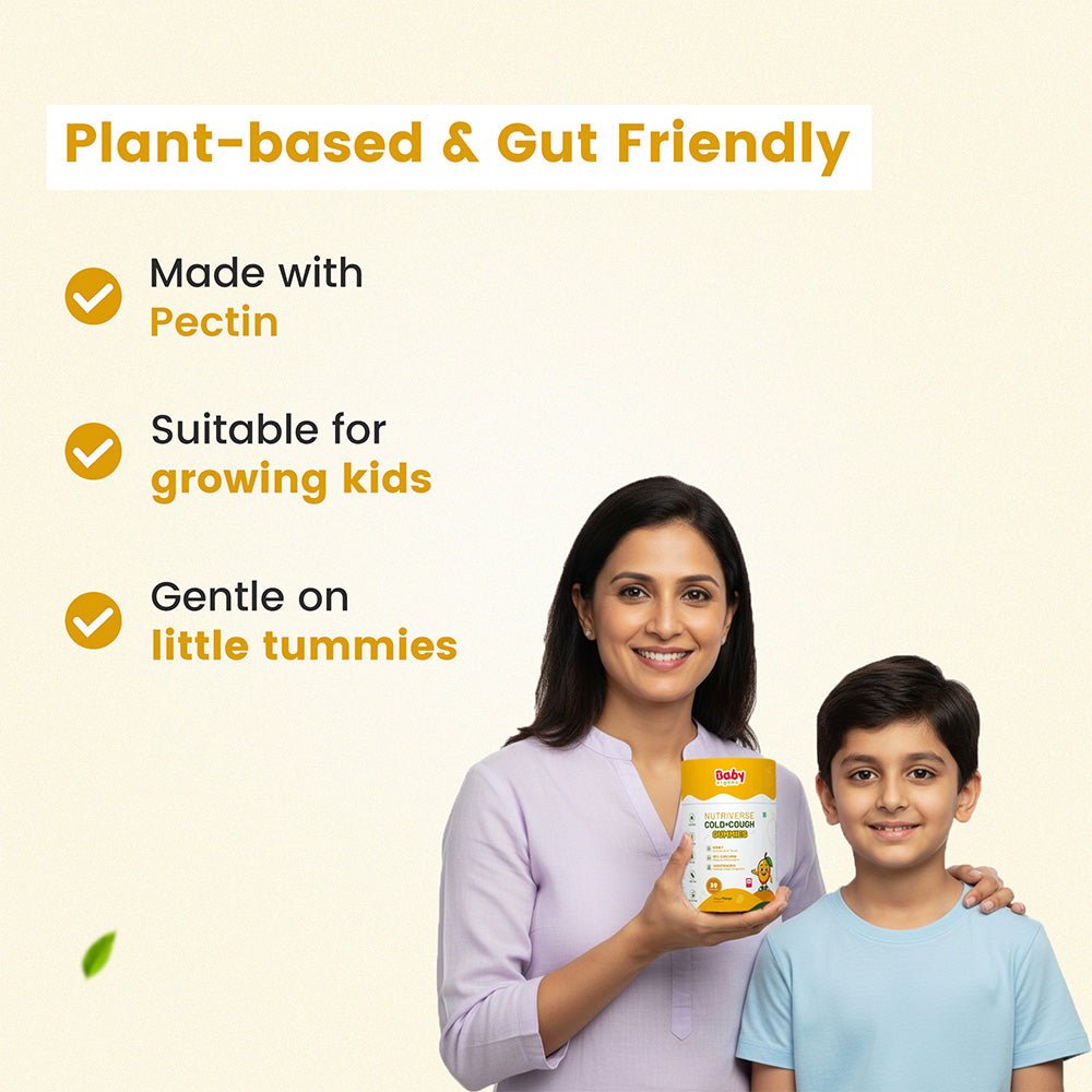 Babyorgano Cough & Cold Relief Gummies for Kids 2–15 Years | Soothes Dry Cough & Throat Irritation | Non-Drowsy Ayurvedic Formula | Gelatin-Free, Gluten-Free, Dairy-Free | Mango Flavour | 30 Gummies