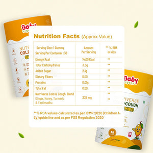 BabyOrgano Cough & Cold Relief Gummies for Kids (2–15 Years), 30 Gummies - Baby Food