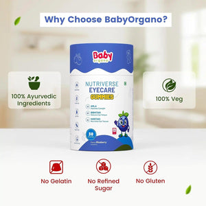 BabyOrgano Eye Care Gummies for Kids 2+ Years | With Carrot, Amla & Bilva | Screen Time Eye Health Support | FSSAI Approved | 30 Gummies - Baby Food & Storage