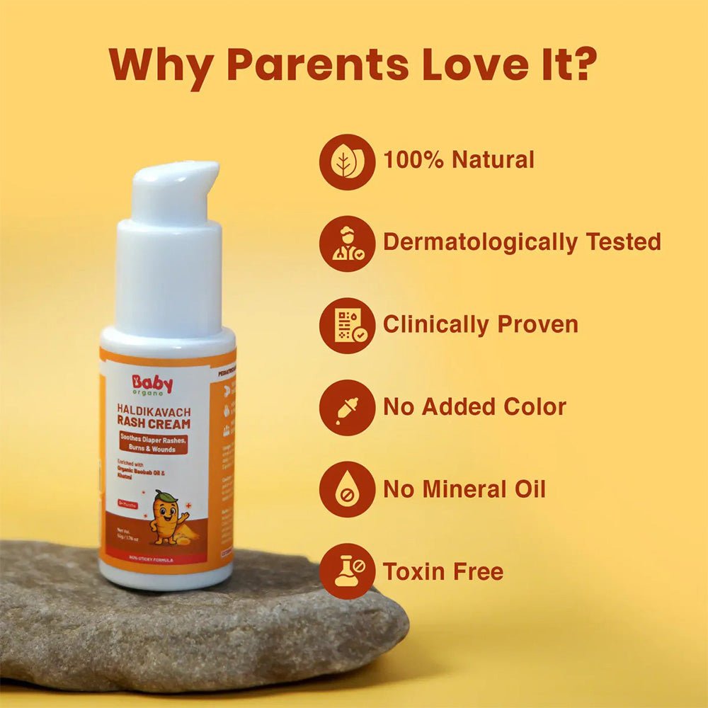 BabyOrgano Haldikavach Rash Cream for Diaper Rash & Skin Relief - Baby Skin Care