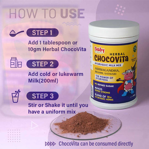 Baby Organo Herbal ChocoVita Healthy Chocolate Milk Powder for Kids 300gm