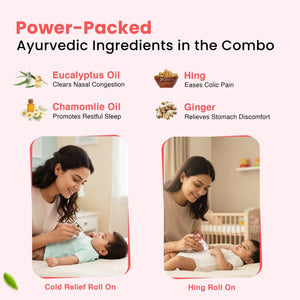 BabyOrgano Hing & Cold Relief Roll On Combo - Baby care kit