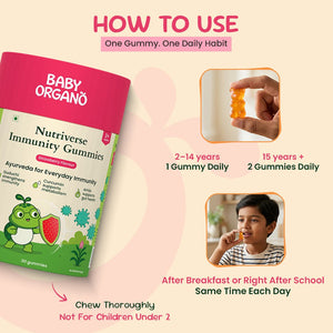 BabyOrgano Immunity Gummies for Kids 2+ with Amla, Giloy & Curcumin 30 Gummies - Baby Food & Storage