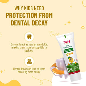 BabyOrgano Mango Flavor Baby Toothpaste 50g 1 - 5 Yrs | Fluoride & SLS Free | Prevents Cavities Toothpaste - Toothpaste