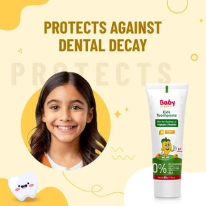 BabyOrgano Mango Flavor Baby Toothpaste 50g 1 - 5 Yrs | Fluoride & SLS Free | Prevents Cavities Toothpaste - Toothpaste