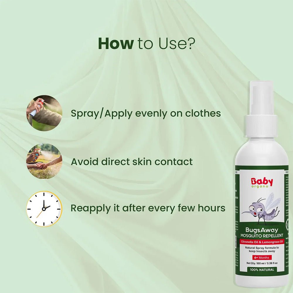 BabyOrgano Mosquito Repellent Spray with Citronella for Babies (6+ Months) - Mosquito Repellent