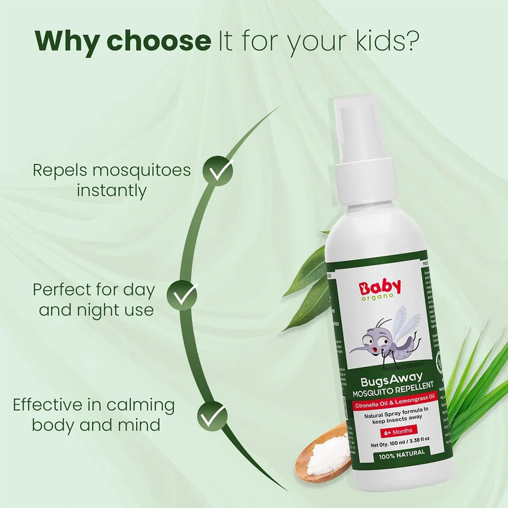 BabyOrgano Mosquito Repellent Spray with Citronella for Babies (6+ Months) - Mosquito Repellent
