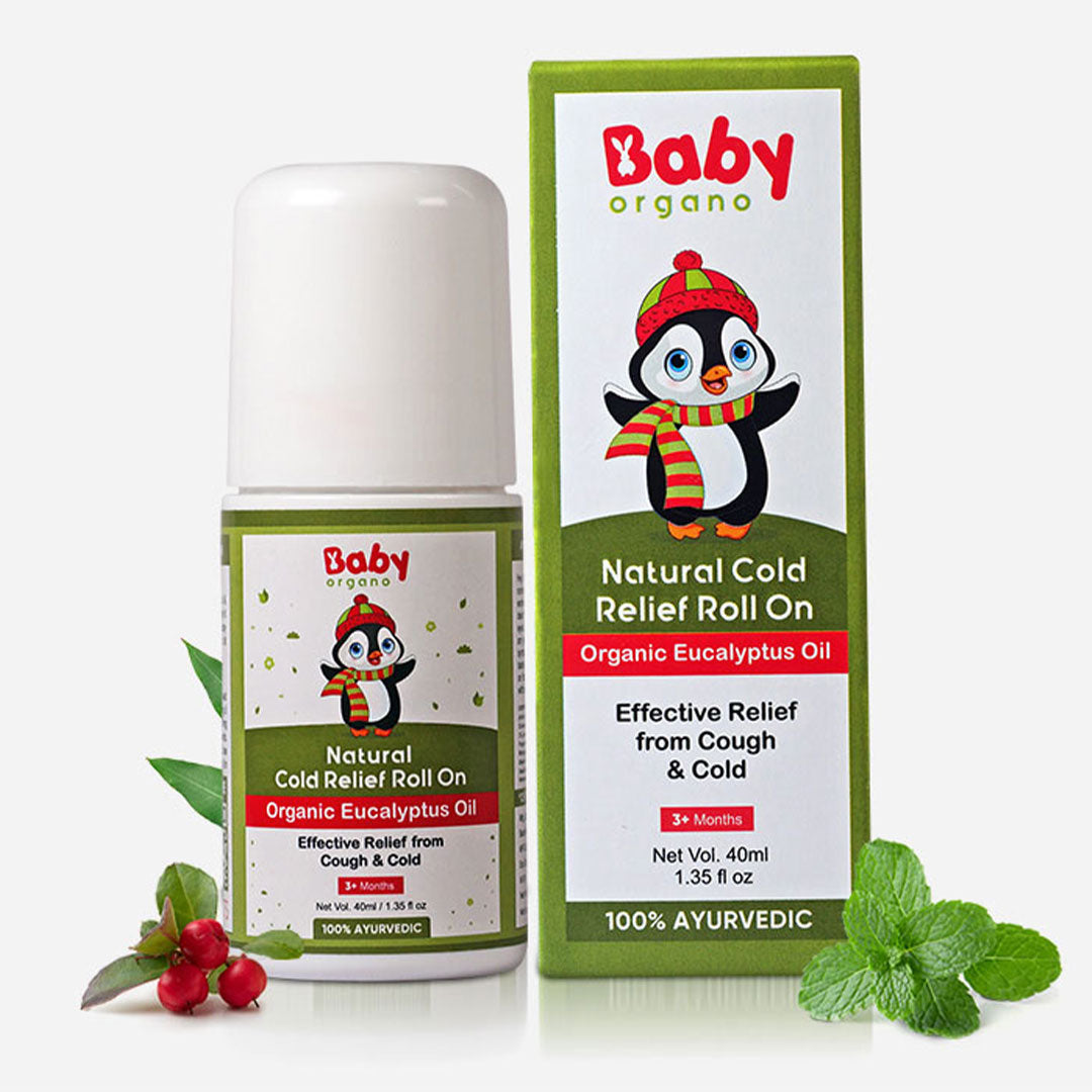 Baby Organo Natural Cold Relief Roll-on for Newborn Babies Cough & Cold, Nose Block, Chest Congestion (40ml)