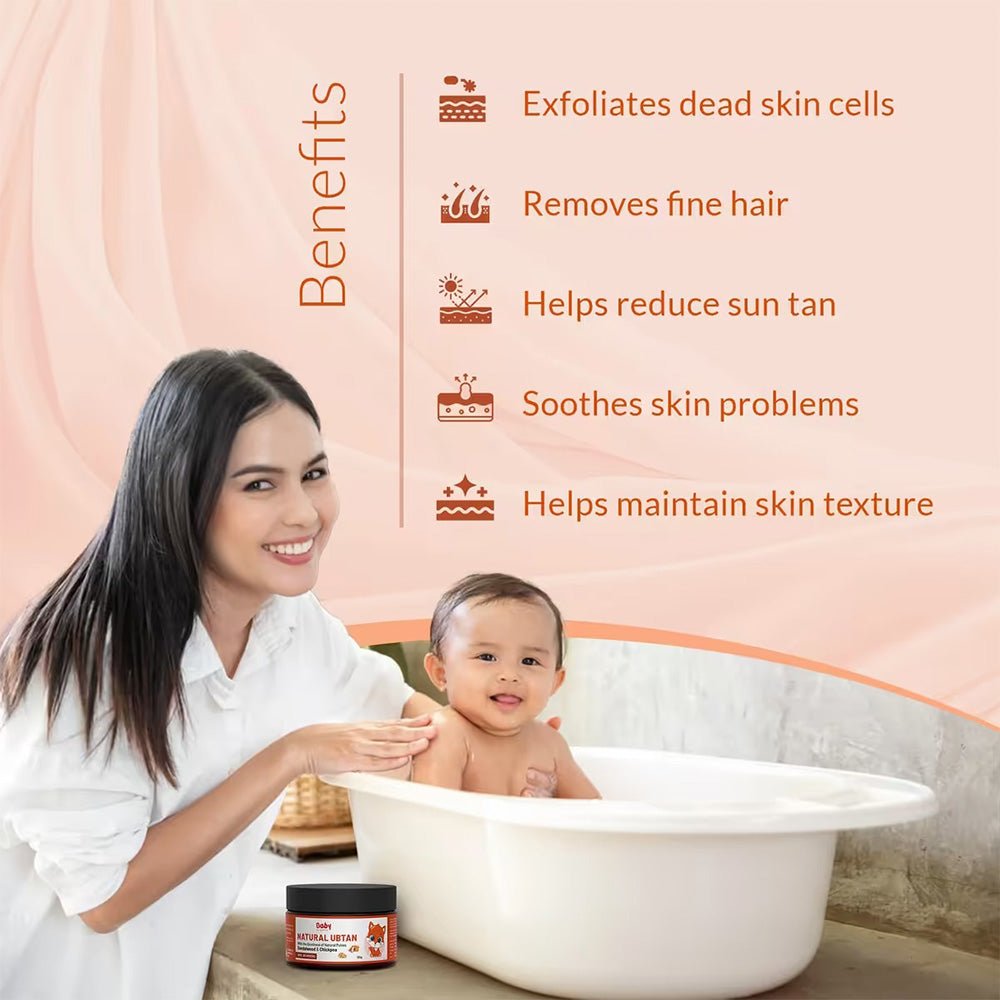 BabyOrgano Natural Ubtan for Skin Tan Removal – 100% Ayurvedic Bath Powder for Babies, Kids & Women – With Green Gram, Sandalwood, Turmeric – Glowing, Soft Skin – Chemical Free – FDCA Approved – 100g - Baby Skin Care