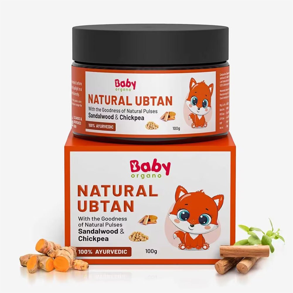 BabyOrgano Natural Ubtan for Skin Tan Removal – 100% Ayurvedic Bath Powder for Babies, Kids & Women – With Green Gram, Sandalwood, Turmeric – Glowing, Soft Skin – Chemical Free – FDCA Approved – 100g - Baby Skin Care