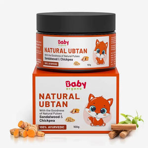BabyOrgano Natural Ubtan for Skin Tan Removal – 100% Ayurvedic Bath Powder for Babies, Kids & Women – With Green Gram, Sandalwood, Turmeric – Glowing, Soft Skin – Chemical Free – FDCA Approved – 100g - Baby Skin Care