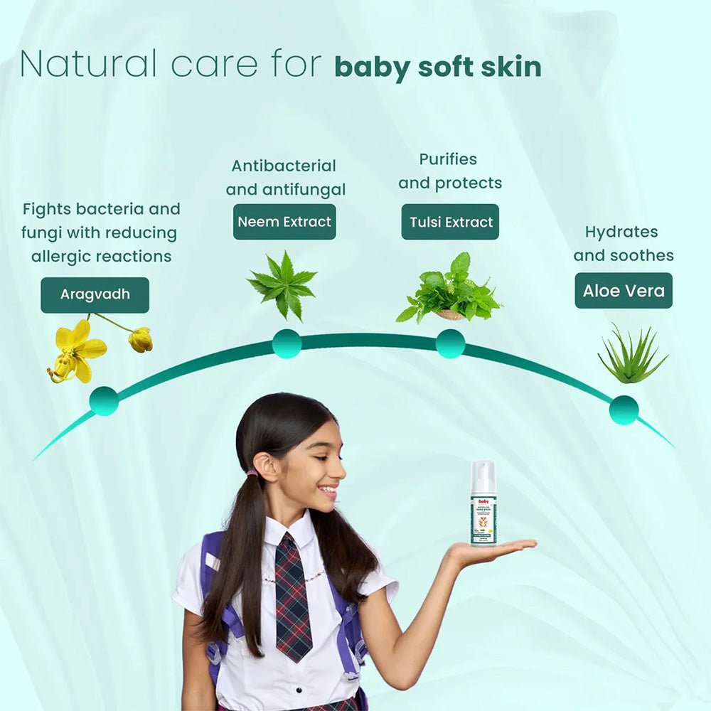 BabyOrgano® Non Alcoholic Foam Based Waterless Handwash for Kids, 100% Natural and Germ Protection Goodness of Aragvadha, Aloe Vera and Neem - 50ml - Baby Skincare