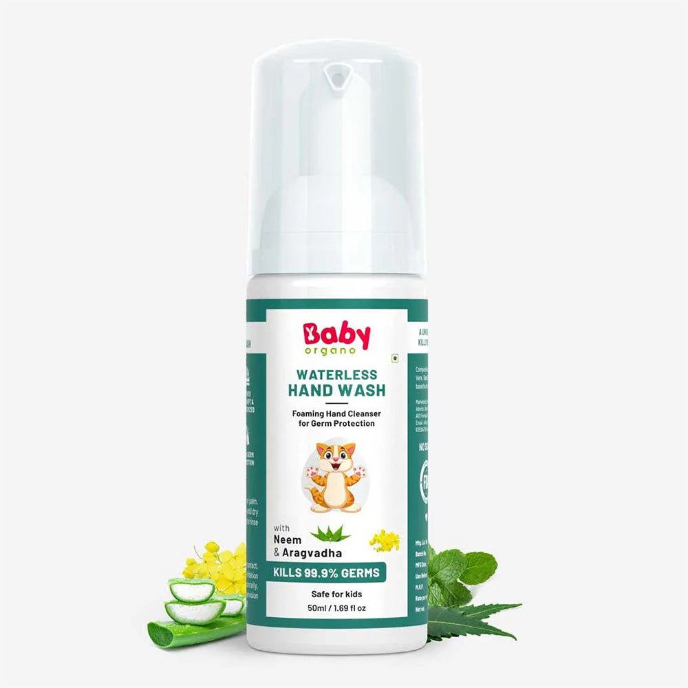 BabyOrgano® Non Alcoholic Foam Based Waterless Handwash for Kids, 100% Natural and Germ Protection Goodness of Aragvadha, Aloe Vera and Neem - 50ml