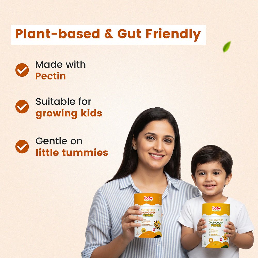 BabyOrgano Nutriverse Cold and Cough Gummies | For Cold and Cough Relief | 2+ Years - Baby Food