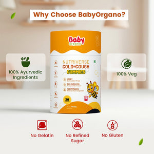 BabyOrgano Nutriverse Cold and Cough Gummies | For Cold and Cough Relief | 2+ Years - Baby Food
