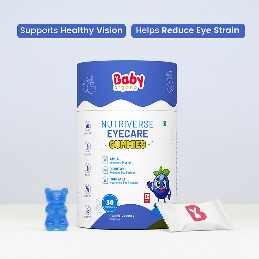 BabyOrgano Nutriverse Eye Care Gummies for Kids (2-15yrs) | Reduces Eye Stress | Blueberry