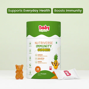 BabyOrgano Nutriverse Multivitamin Immunity Gummies Kids 2 - 15 Yrs |Boosts Energy |Pineapple - Baby Food