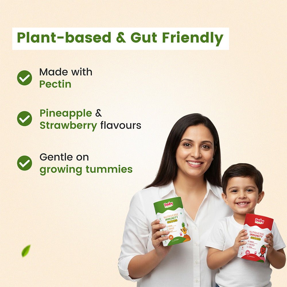 BabyOrgano Nutriverse Multivitamin Immunity Gummies Kids 2 - 15 Yrs |Boosts Energy |Pineapple - Baby Food