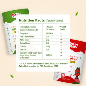 BabyOrgano Nutriverse Multivitamin Immunity Gummies Kids 2 - 15 Yrs |Boosts Energy |Pineapple - Baby Food