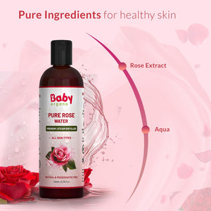 BabyOrgano Pure Rose Water 200ml | The Mom Store - Skin Care