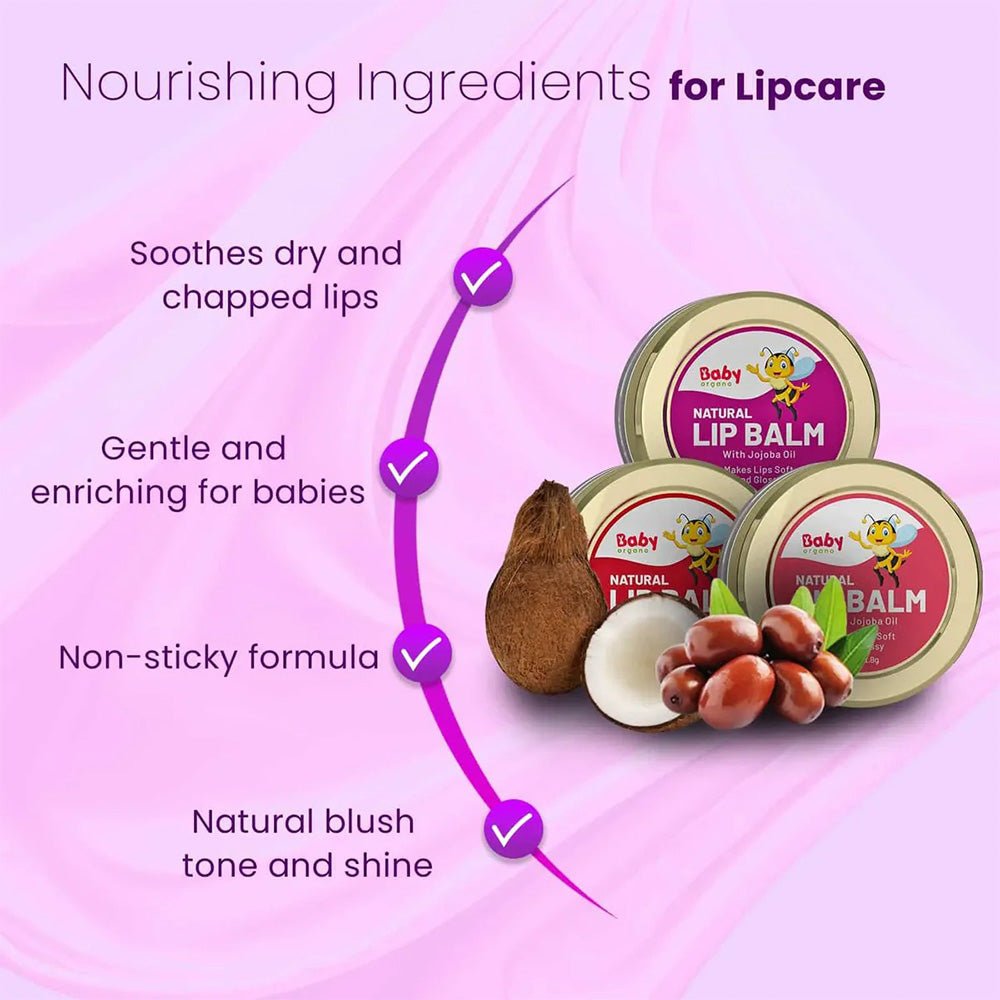 Babyorgano Rose Pomegranate Lip Balm for Kids | Natural Moisturizing Lip Care Mask With Desi Cow Ghee, Kokum Butter for Dry, Chapped & Lighten Lips - Chemical, Paraben - Free - 8gm - Kids Skin Care