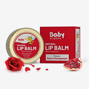 Babyorgano Rose Pomegranate Lip Balm for Kids | Natural Moisturizing Lip Care Mask With Desi Cow Ghee, Kokum Butter for Dry, Chapped & Lighten Lips - Chemical, Paraben - Free - 8gm - Kids Skin Care