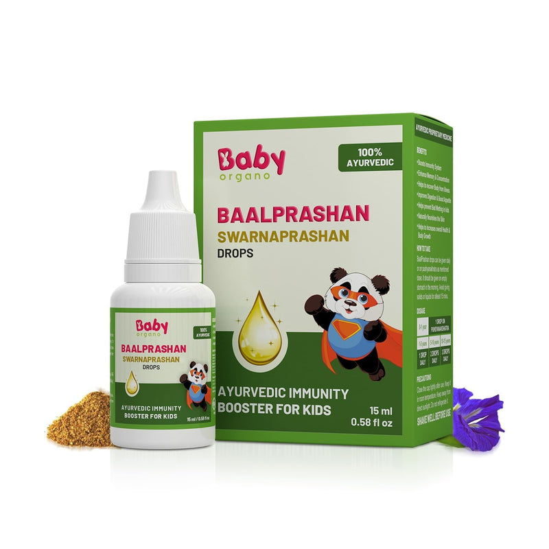 BabyOrgano Swarnaprashan Drops 15ml with 24K Gold & Honey for Kids 0-15Y