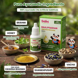 BabyOrgano Swarnaprashan Drops | 24K Gold Swarna Bhasma & Honey | Ayurvedic Immunity, Brain & Memory Booster for Babies & Kids | 0-15 Yrs | 15ml - Baby Food