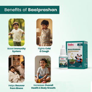 Baalprashan Swarnaprashan Drops with Tulsi Honey | India's 1st Clinically Tested | 24K Swarna Bhasma | Fights Cold & Cough | Immunity Booster for Babies, Toddlers & Kids (0–15 Years) | 100% Ayurvedic | 15ml