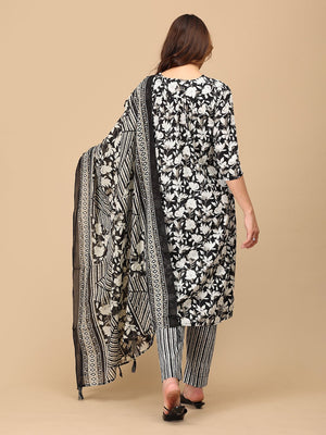 Bagh - E - Black Maternity and Nursing Kurta Set With Dupatta - MEW - SK - BGEBK - S