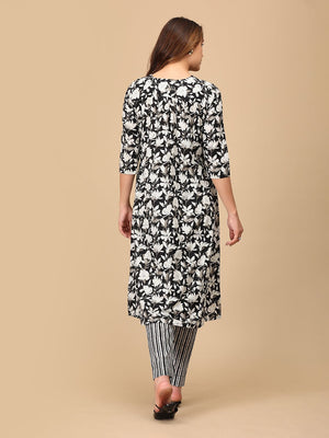 Bagh - E - Black Maternity and Nursing Kurta Set With Dupatta - MEW - SK - BGEBK - S