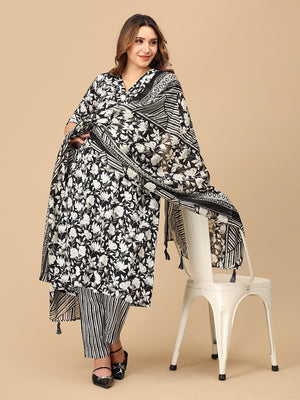 Bagh - E - Black Maternity and Nursing Kurta Set With Dupatta - MEW - SK - BGEBK - S