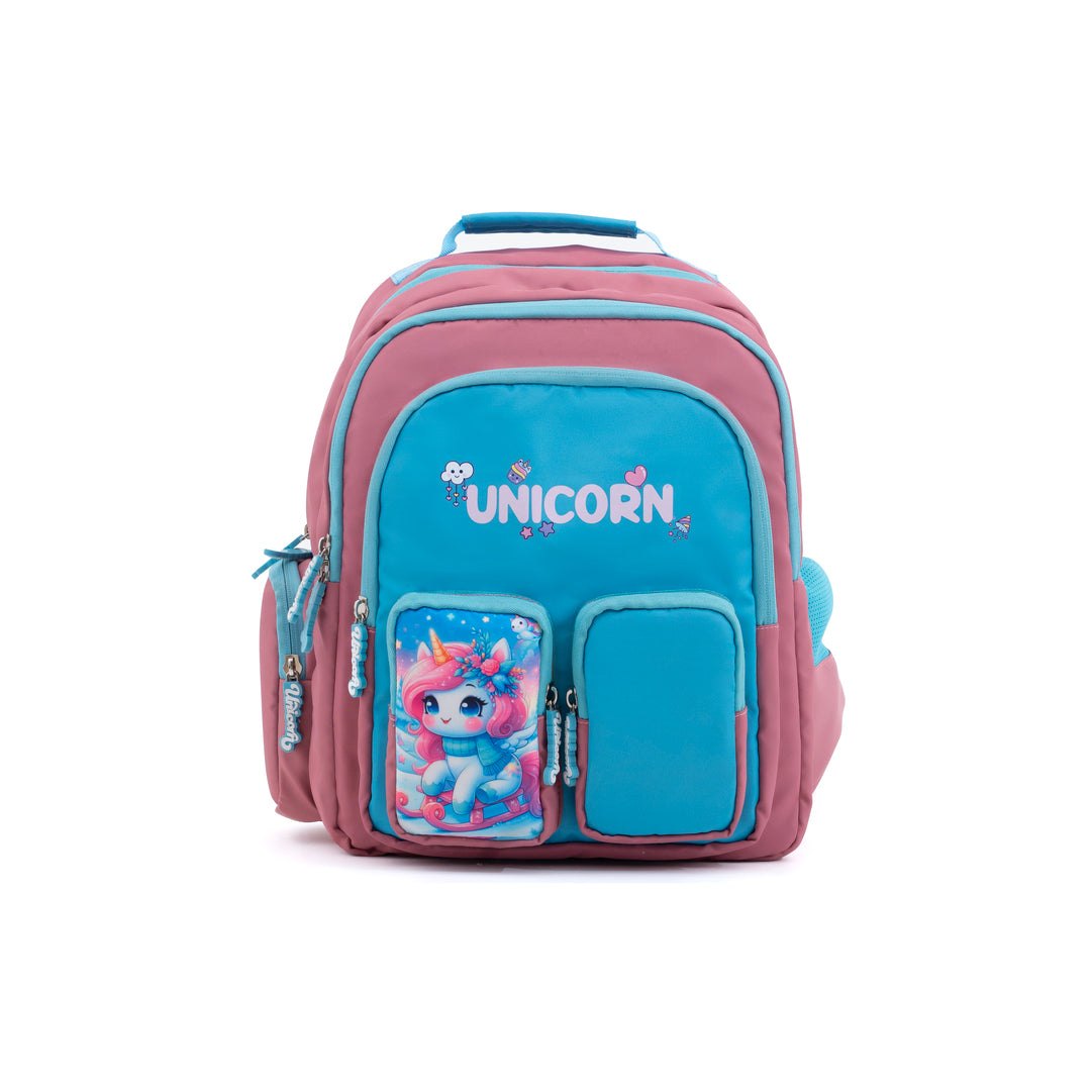 Novex Snug-On Unicorn Printed Girl Kids School Bag for Nursery to 3rd Class - 15 Inch | Backpack for 6-9 Years Kids