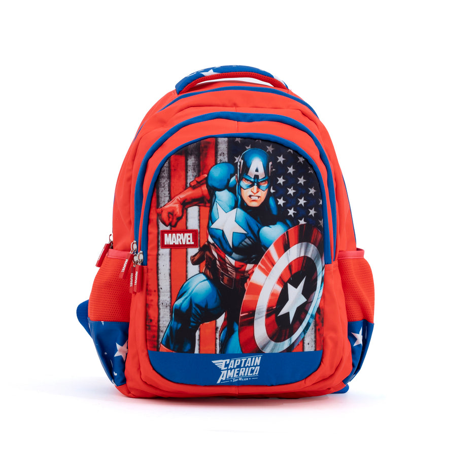 Novex Snug-On Captain America Printed Boy Kids School Bag for 4 - 6th Class - 17 Inch