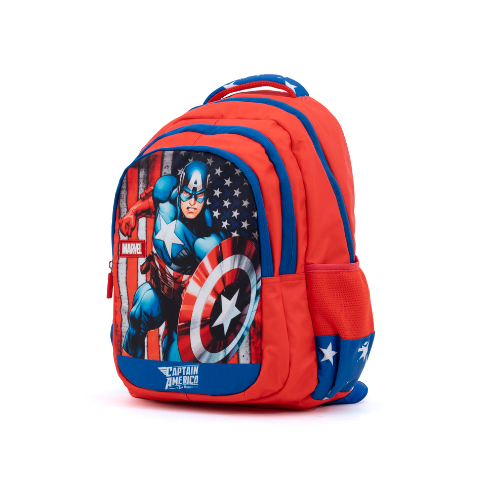 Novex Snug-On Captain America Printed Boy Kids School Bag for 4 - 6th Class - 17 Inch