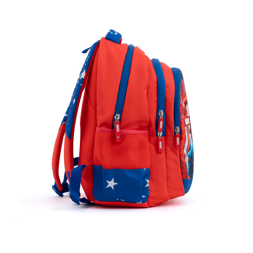 Novex Snug-On Captain America Printed Boy Kids School Bag for 4 - 6th Class - 17 Inch