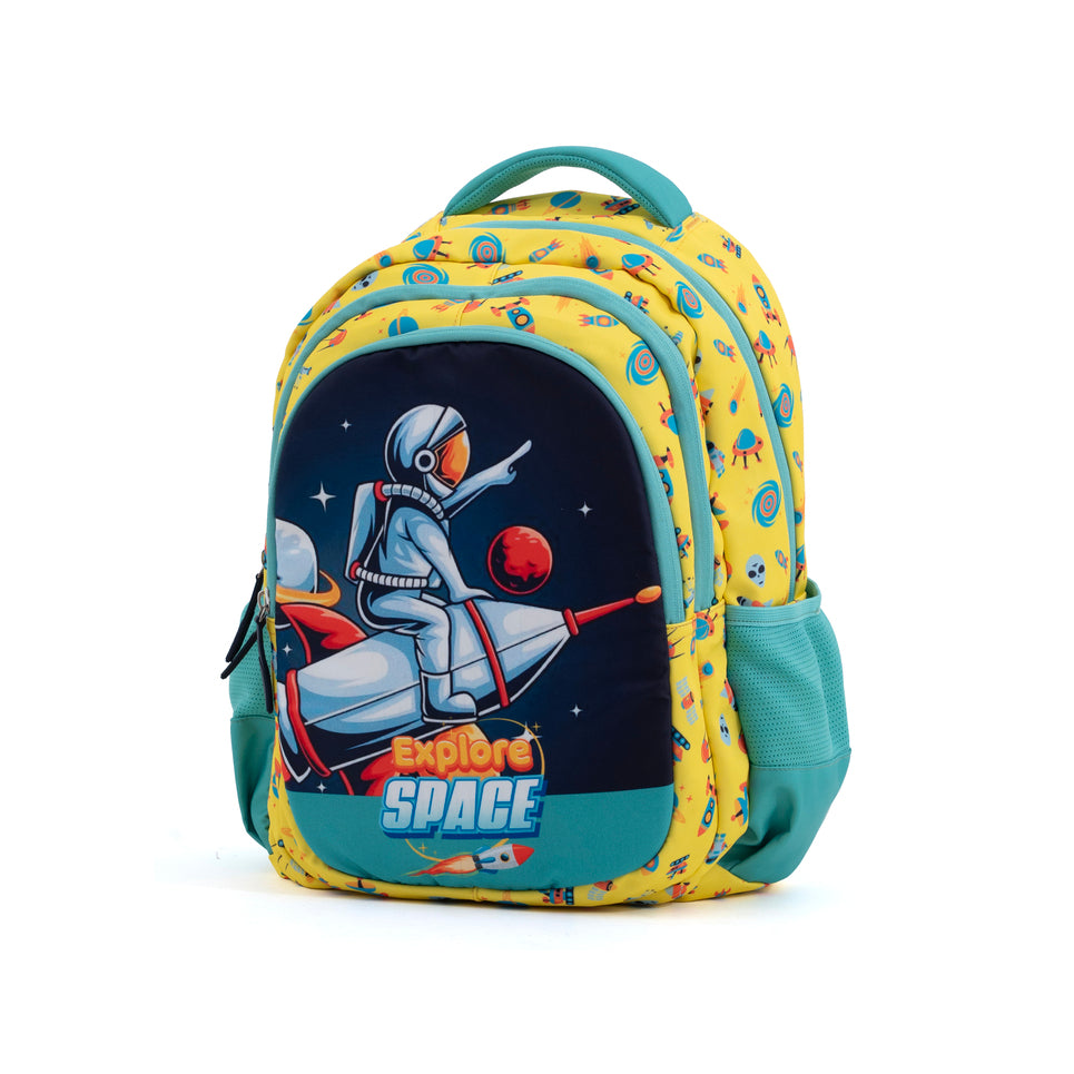 Novex Snug-On Space Printed Boy Kids School Bag for 4th Class to 6th Class - 17 Inch