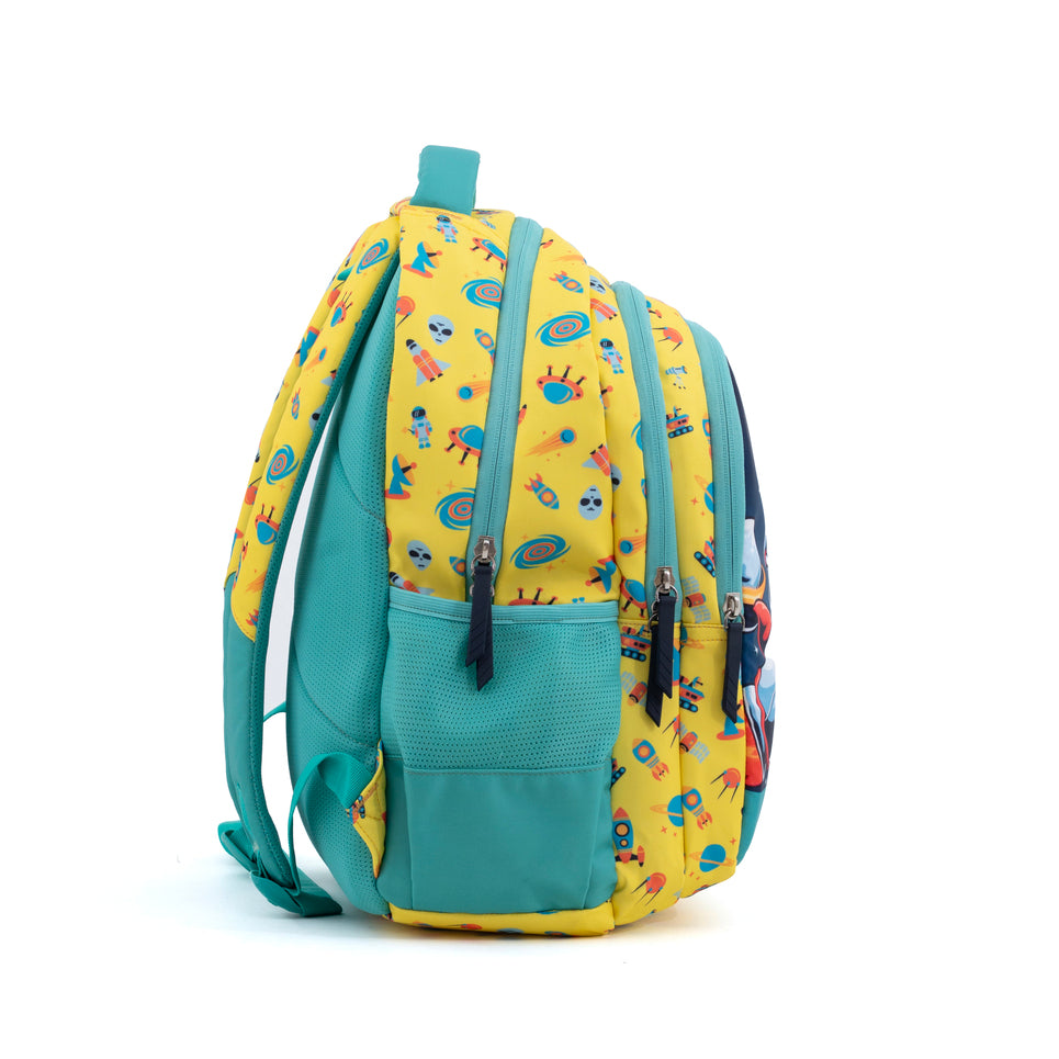 Novex Snug-On Space Printed Boy Kids School Bag for 4th Class to 6th Class - 17 Inch