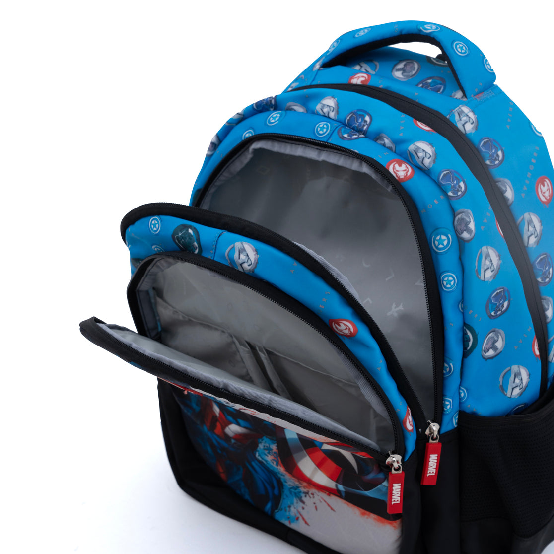 Novex Snug-On Captain America Printed Boy Kids School Bag for 4th Class to 6th Class - 17 Inch