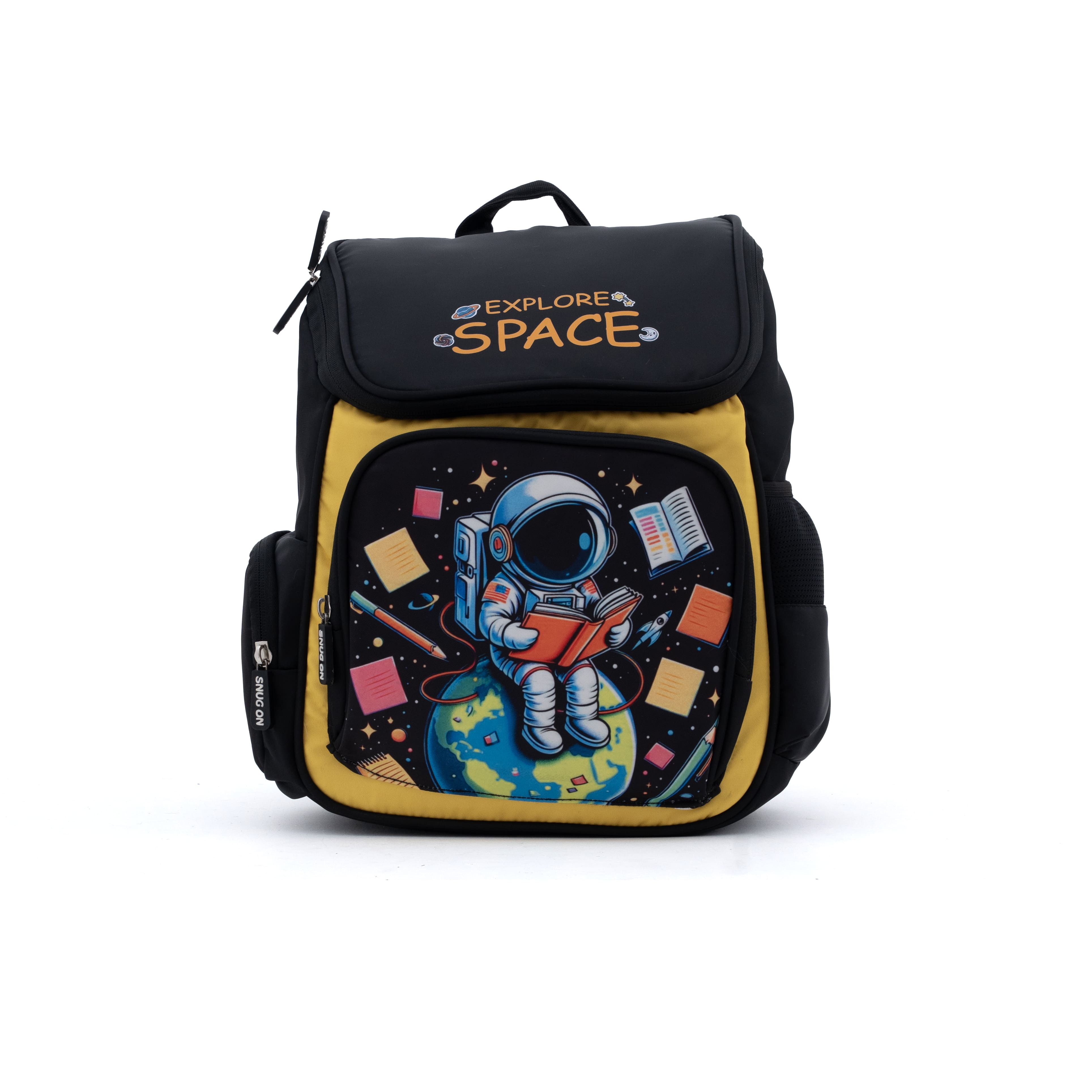 Novex Snug-On Space Printed Boy Kids School Bag for Preschool, Kindergarten - 13 Inch | Backpack for 3-5 Years Kids