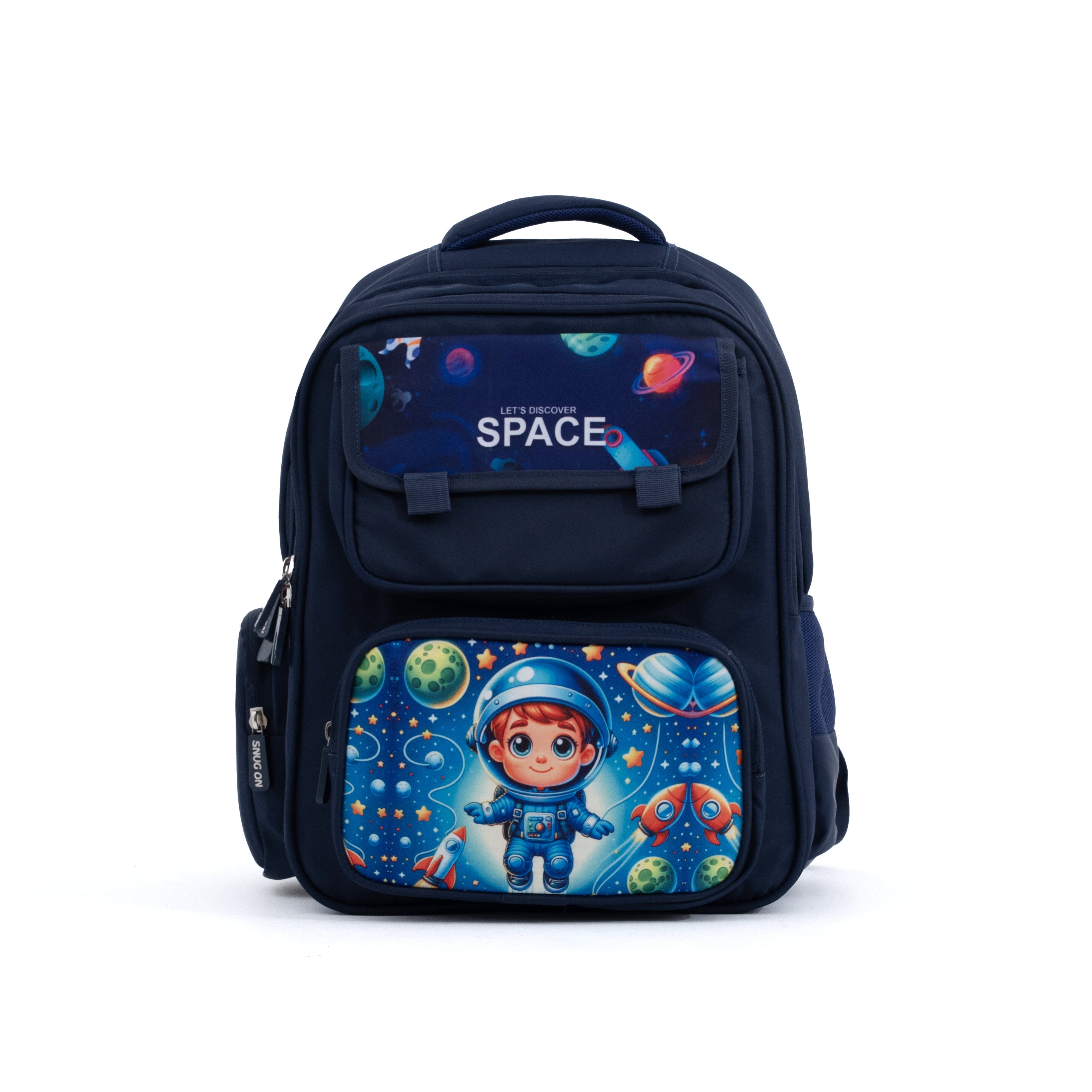 Novex Snug-On Space Printed Boy Kids School Bag for 1st Class to 4th Class - 16 Inch | Backpack for 7-10 Years Kids